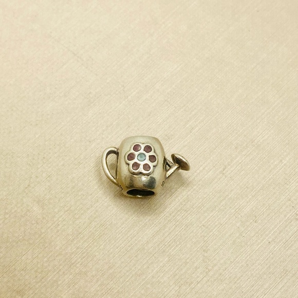 EUC Pandora 791090EN43 Sterling Silver My Garden Watering Can w/ Enamel Flower - Picture 4 of 8